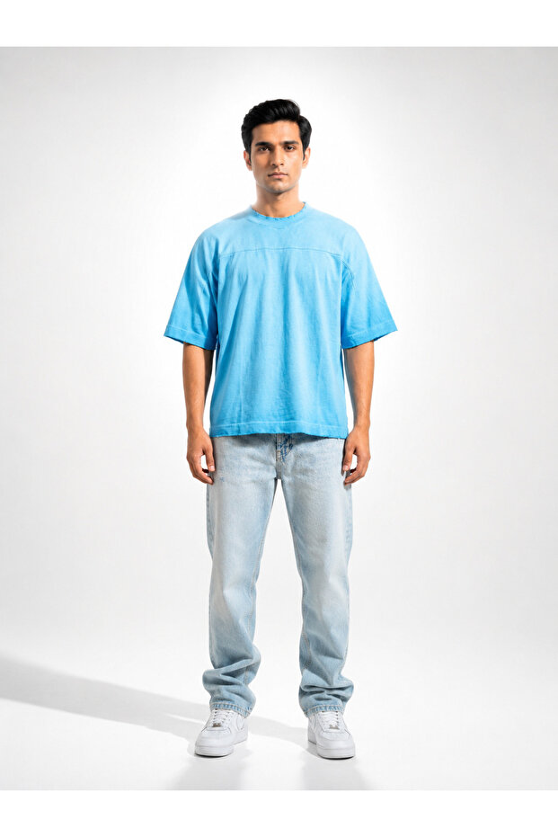 THE PALETTE - Metallic Cyan | Boxy Fit Oversized Tee