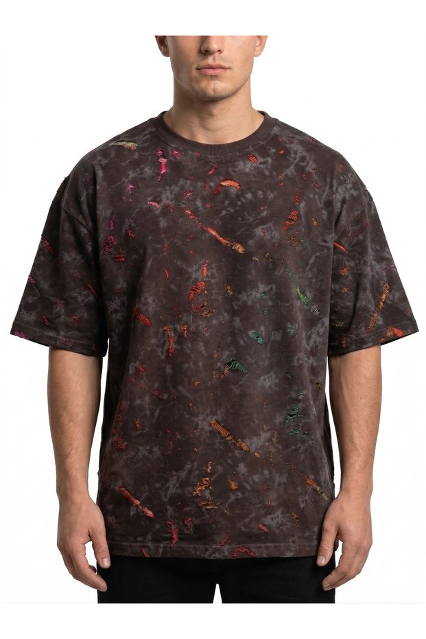 Date Brown - Acid Washed Boxy Fit Oversized Tee