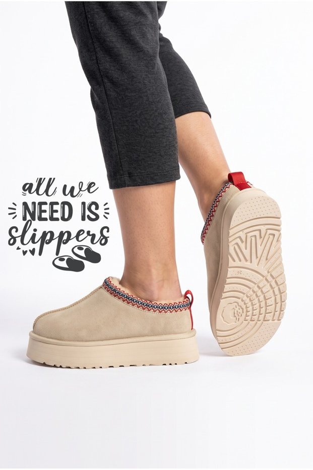 Trends Women's Home and Outdoor Daily Use Closed-Front Slippers Boston Sabo Plush Fur Inside Slippers