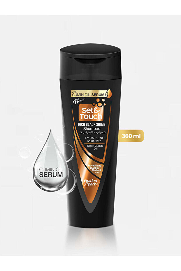 Set & Touch - Rich Black Shine Shampoo With Cumin Oil-Serum - 360ml | Black Cumin Oil, Let Your Hair Shine