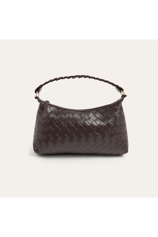 Women's Brown Knitted Textured Handbag