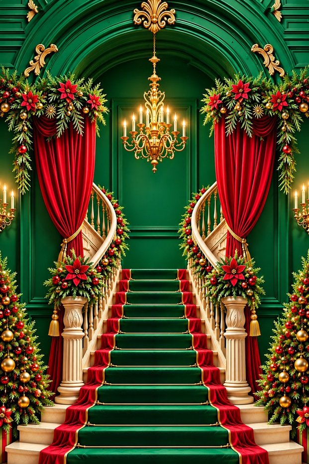 Christmas Themed Colorful, Decorative School Classroom Activity Fabric Backdrop