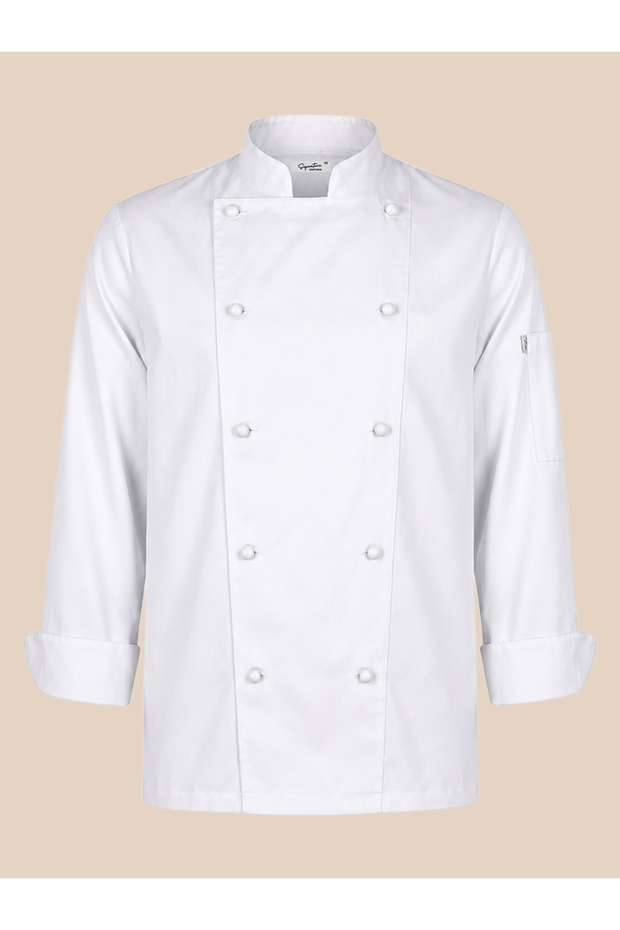 Durable Premium Alpaca Fabric Women's Chef Jacket - Double-Breasted Stand Collar Professional Chef Coat - Name Embroidery Gift White/Black