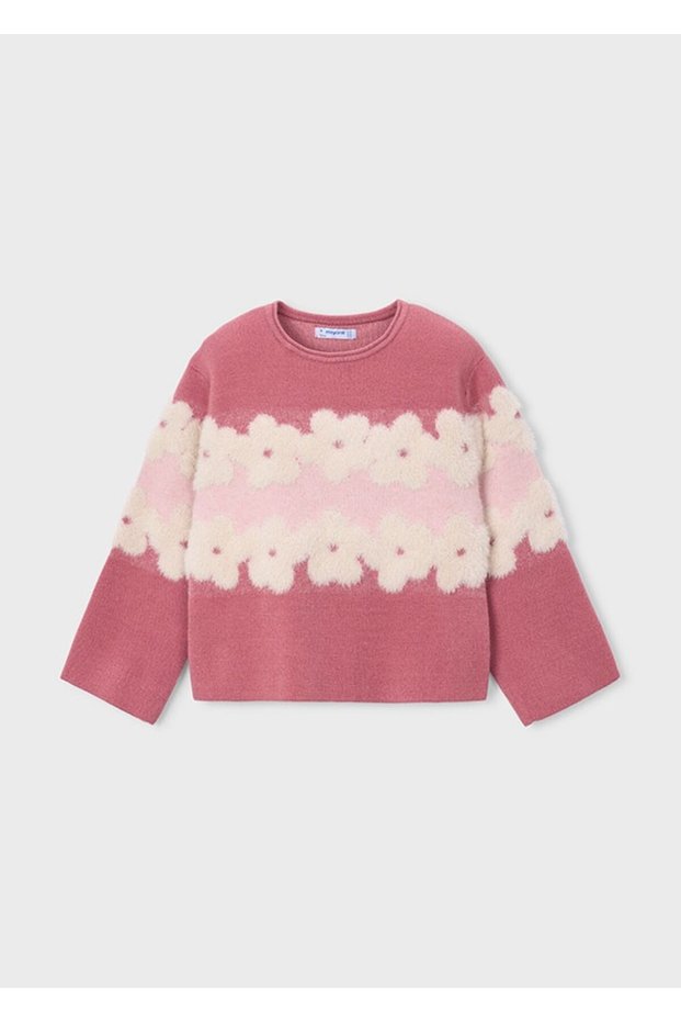 Girl's Pink Floral Sweater