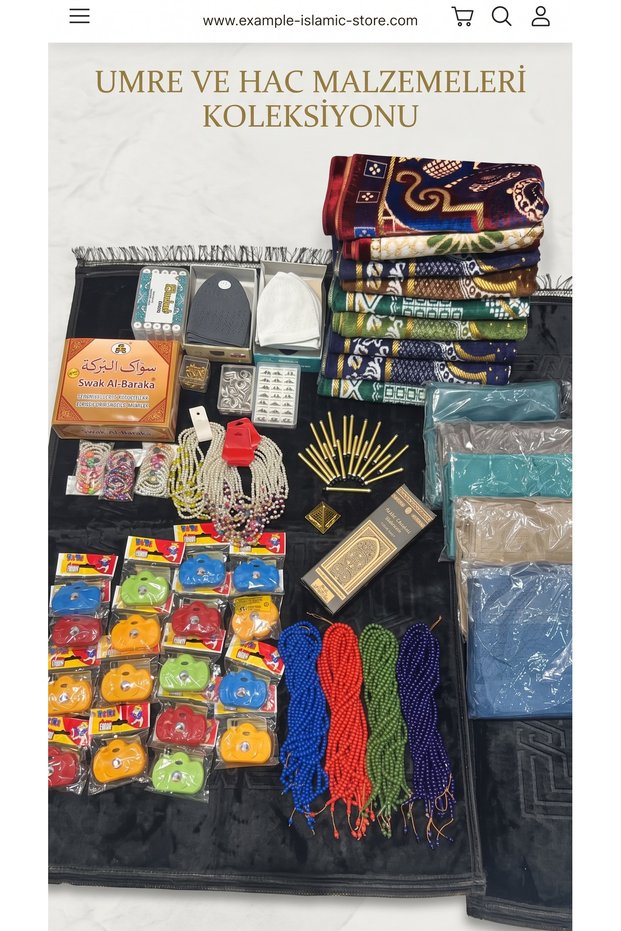 Huzur 40-Person Hajj Umrah Gift Prayer Mat Hajj and Umrah Gift Set | Distributeable Prayer Rug Fragrance Rosary