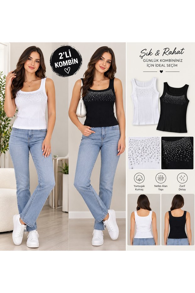 Women's Ribbed Stone Tank Top 2-Pack Economical Package
