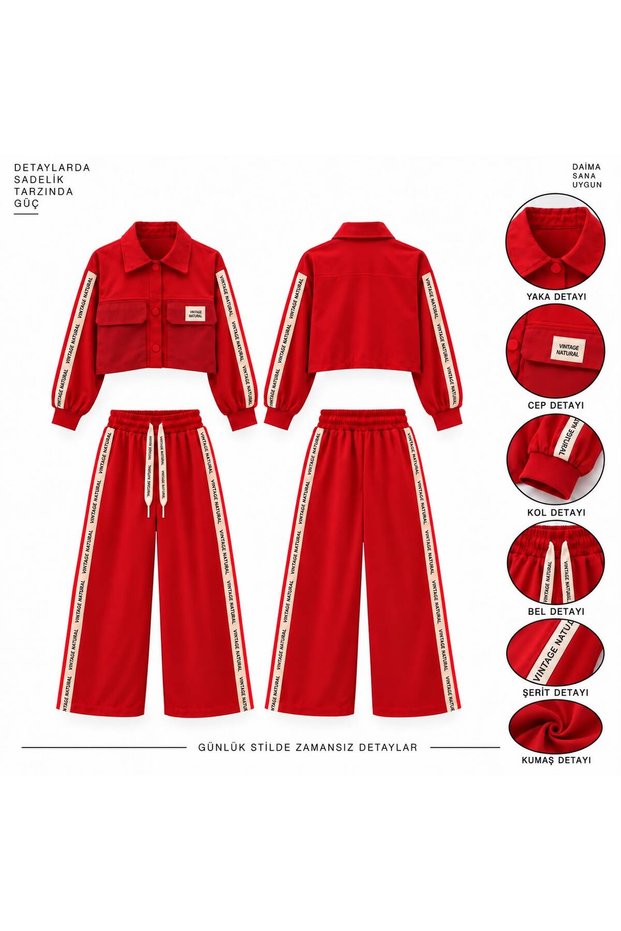Black Trouser Jacket Set with Design Stripe Lettering Detail