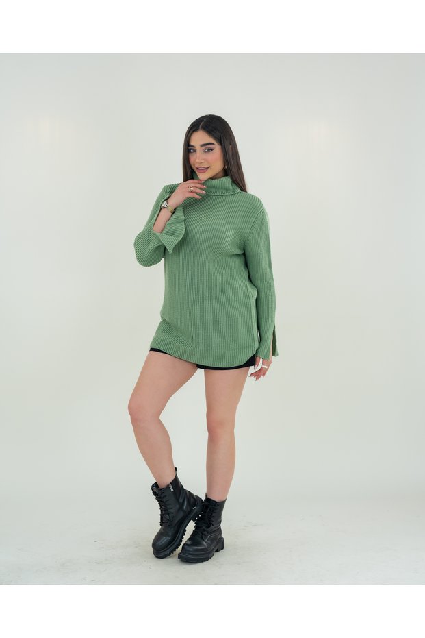 سترة صوف ياقة مرتفعة - فري سايز