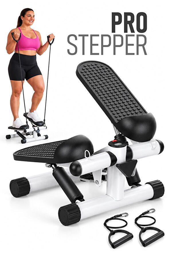 Multi Stepper Home Walking Exercise Machine with Dual Shock Absorbers, Resistance Band and Digital Display