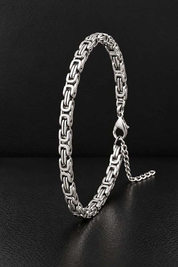Men's Steel Bracelet Thin King Model 5 mm Steel Bracelet with Extension