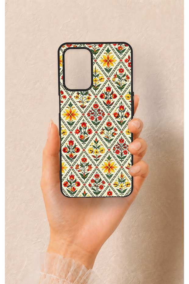 Oppo A54 Compatible Tile Tulip Patterned Silicone Case