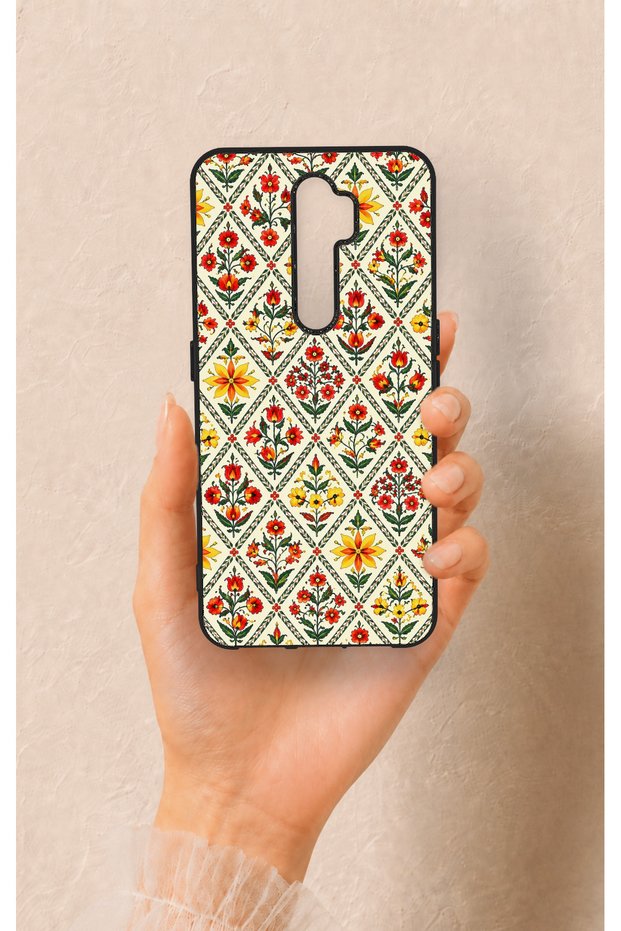 Oppo A5 2020 Compatible Tile Tulip Patterned Silicone Case