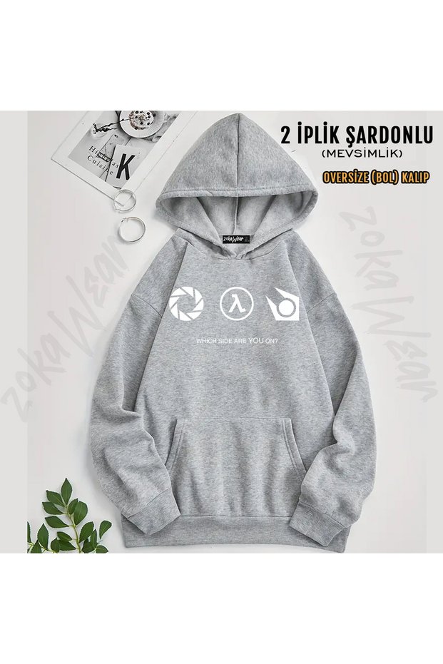 Half Life Symbols Which Side Are You on Printed Hooded Sweatshirt