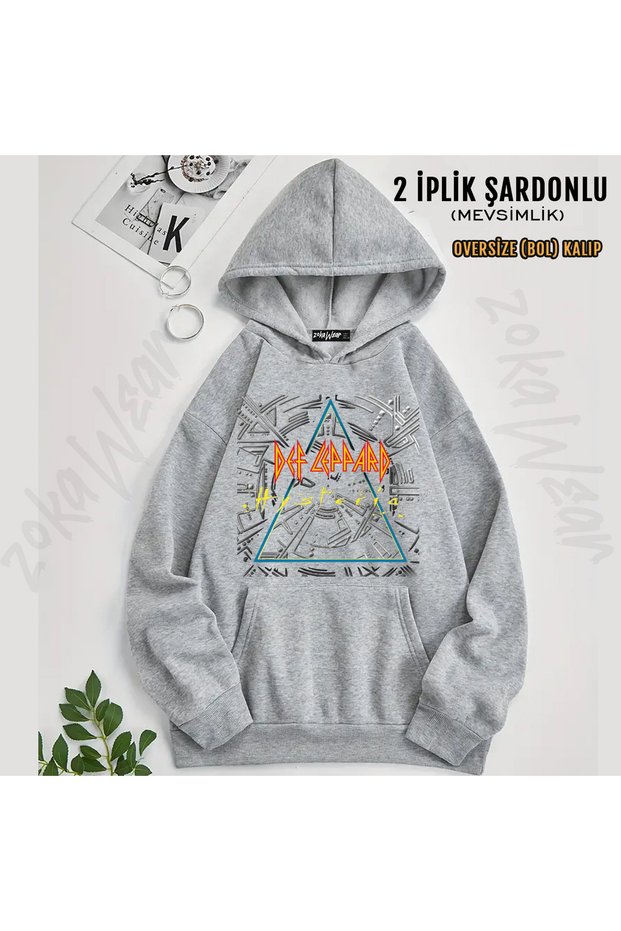 Def Leppard Printed Cotton Hooded Sweatshirt