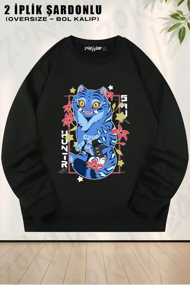 Blue Tiger K Pop Demon Hunters Printed Crew Neck Sweatshirt