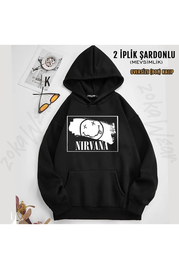 Nirvana Black Ti Printed Hooded Sweatshirt