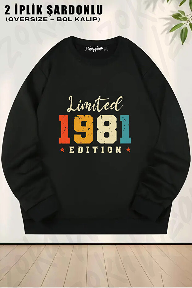 Vintage 1981 Birth Year Printed Crew Neck Sweatshirt