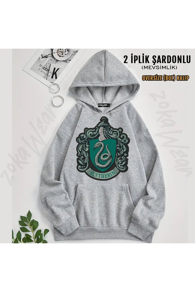 Harry Potter Slytherin Crest Green Printed Hooded Sweatshirt