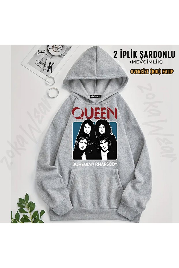 Queen Oversize Printed Hooded Sweatshirt