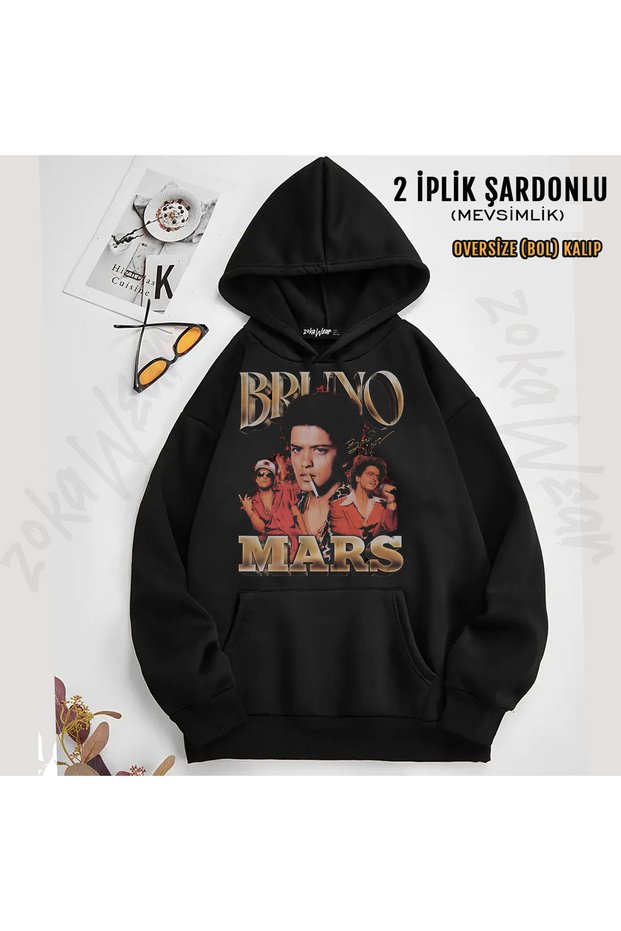 Bruno Mars Designed Printed Hooded Sweatshirt
