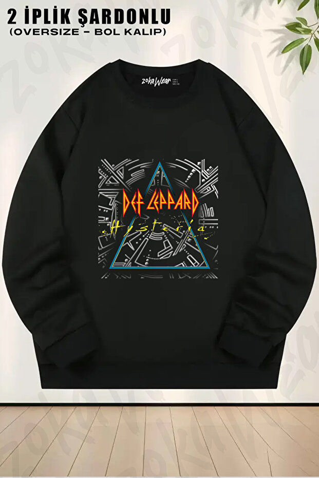 Def Leppard Printed Cotton Crew Neck Sweatshirt