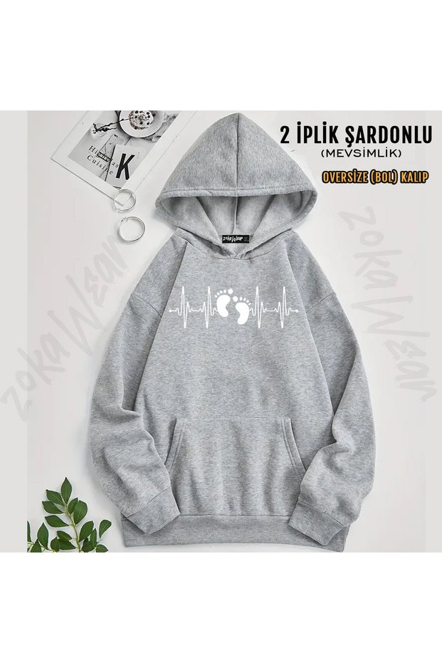 Maternity Themed Printed Hooded Sweatshirt