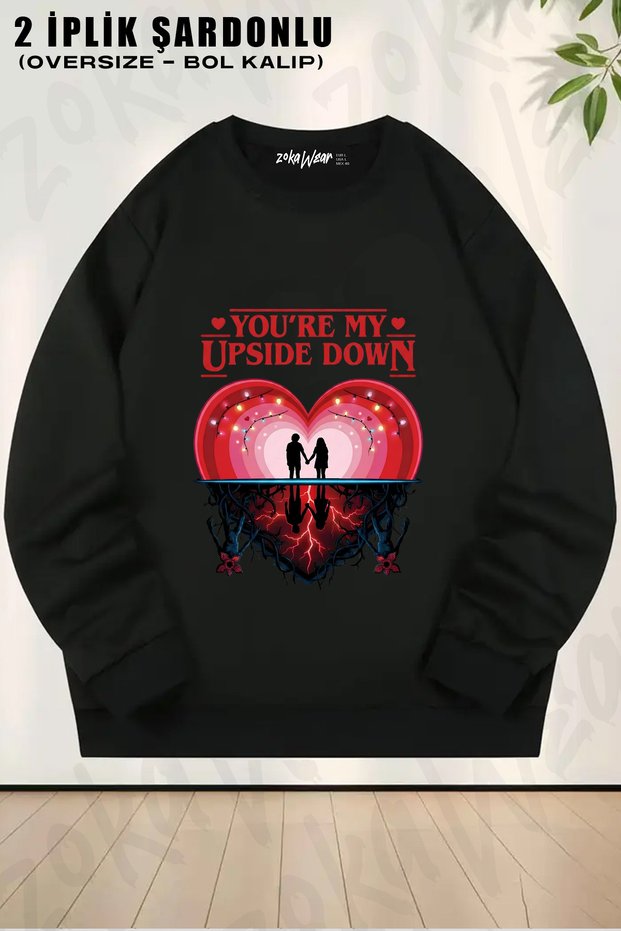 Stranger Things Valentine's Day Printed Crew Neck Sweatshirt