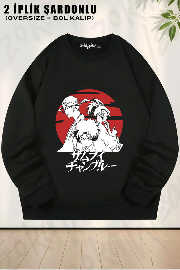 Samurai Champloo Mugen Jin and Fuu Printed Crew Neck Sweatshirt
