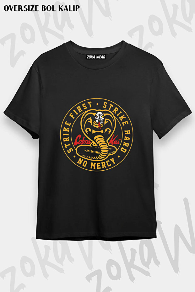 Cobra Kai No Mercy Strike First Strike Hard Printed T-Shirt