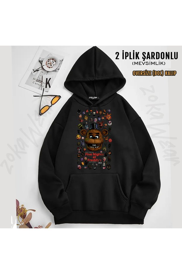 Five Nights at Freddy's 5Naf Fnaf Freddy Fazbear and Characters Game Printed Hooded Sweatshirt
