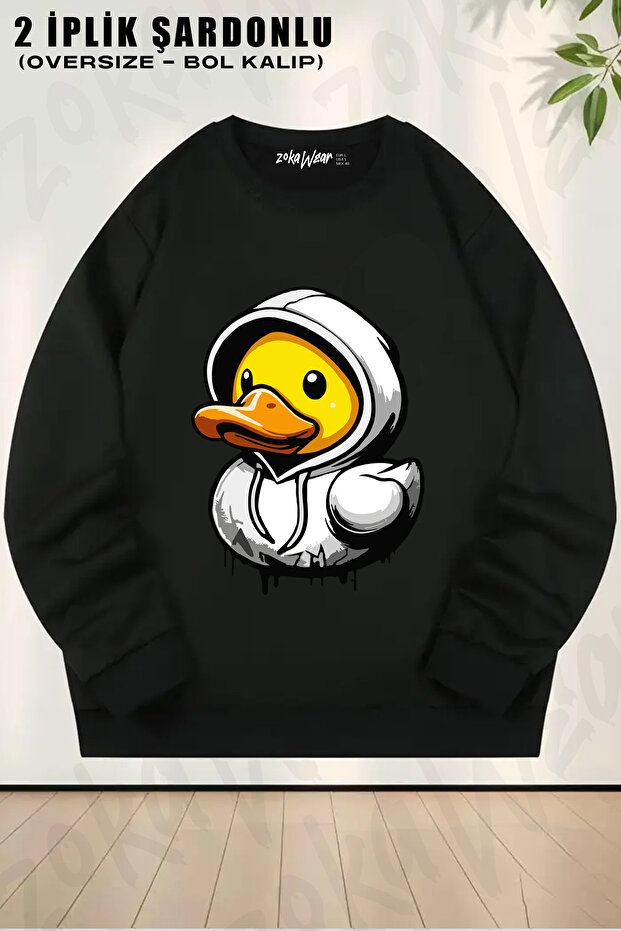 Ordek Printed Oversize Printed Crew Neck Sweatshirt