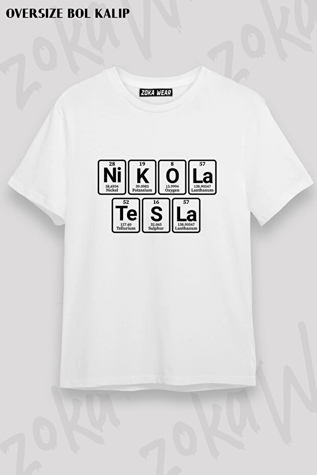 Periodic Table Scientist Nikola Tesla Printed T-Shirt