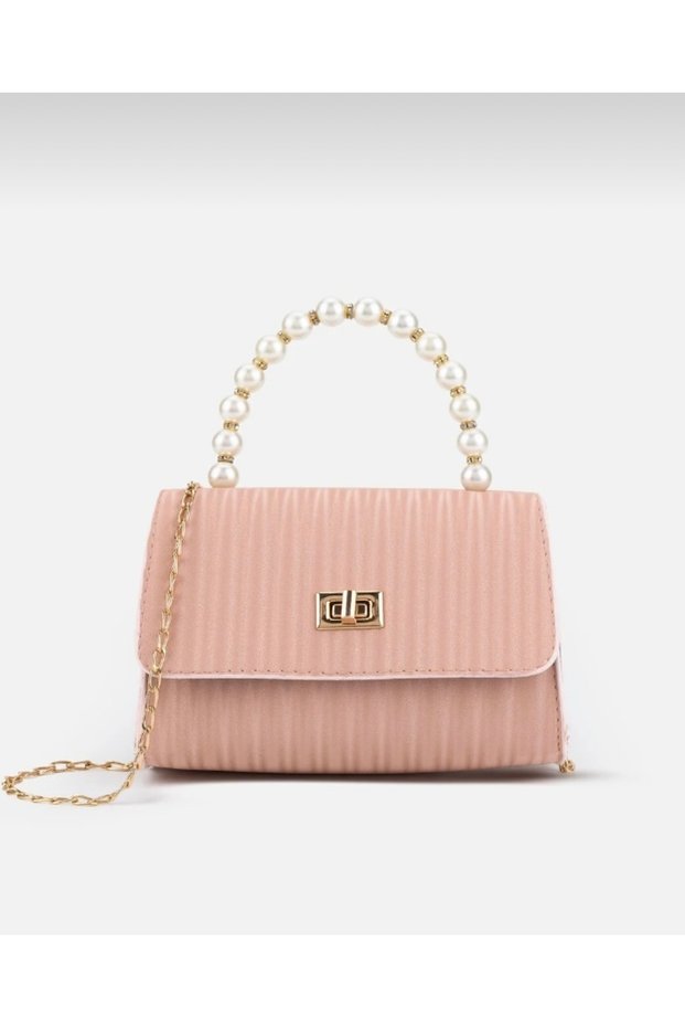 Women's Hand and Shoulder Bag with Thin Handle, Chain Strap and Lock Cover