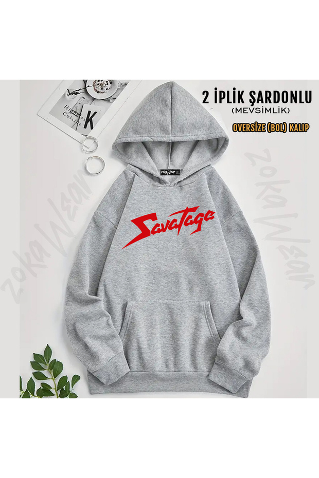 Logo Metal Savatage Printed Hooded Sweatshirt