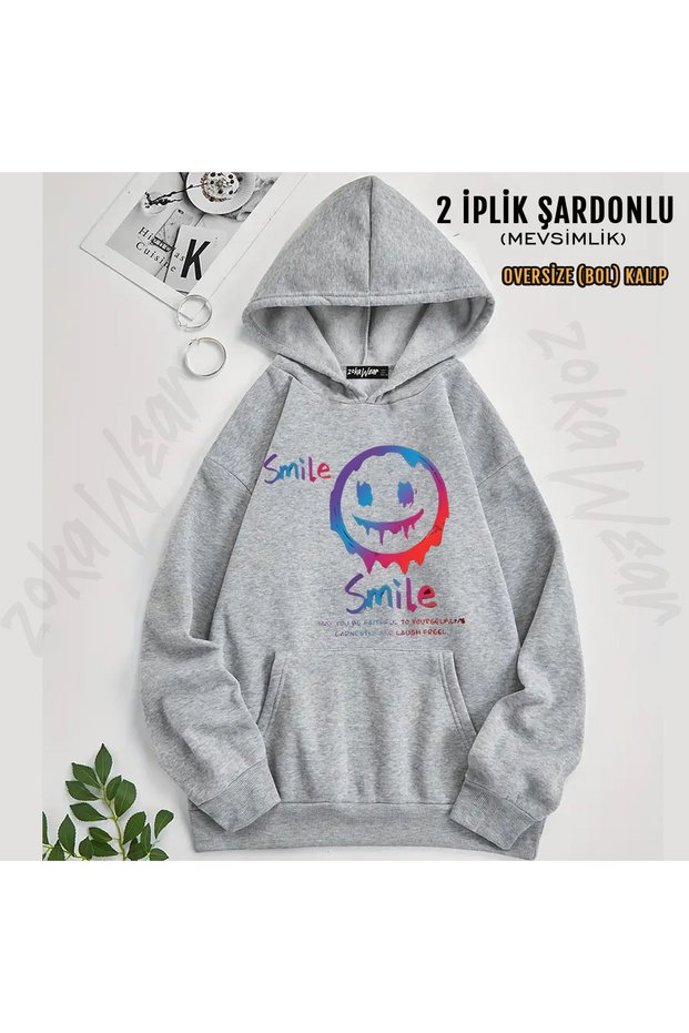 Harajuku Style Printed Hooded Sweatshirt