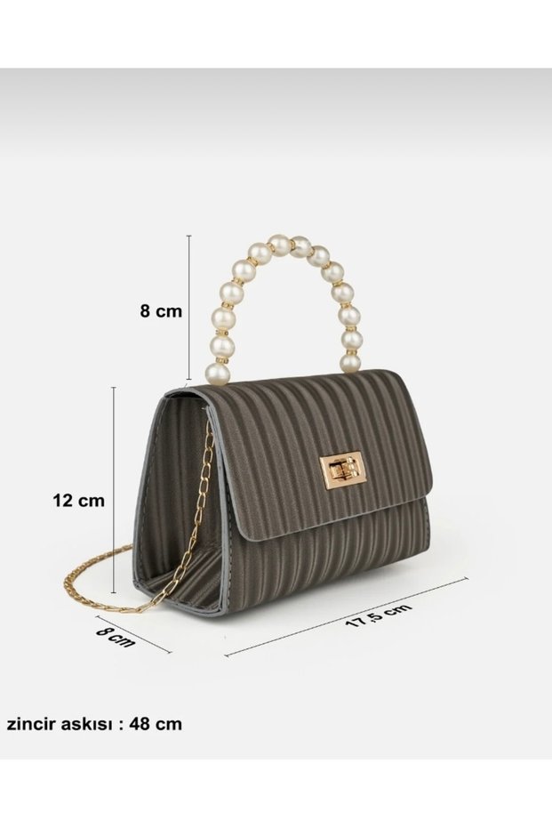 Women's Hand and Shoulder Bag with Thin Handle, Chain Strap and Lock Cover