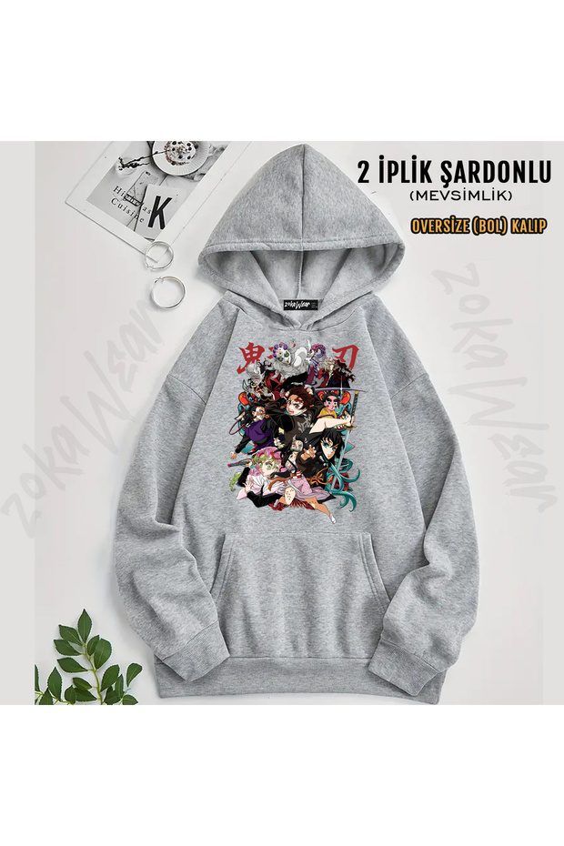 Demon Slayer Characters Printed Hooded Sweatshirt