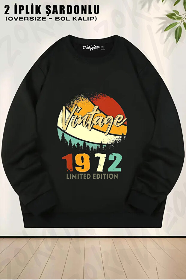 Vintage 1972 Retro Printed Crew Neck Sweatshirt
