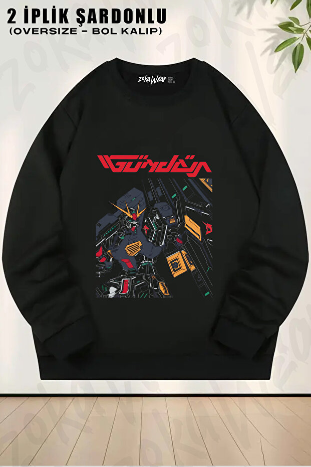 Gundam Oversize Printed Crew Neck Sweatshirt