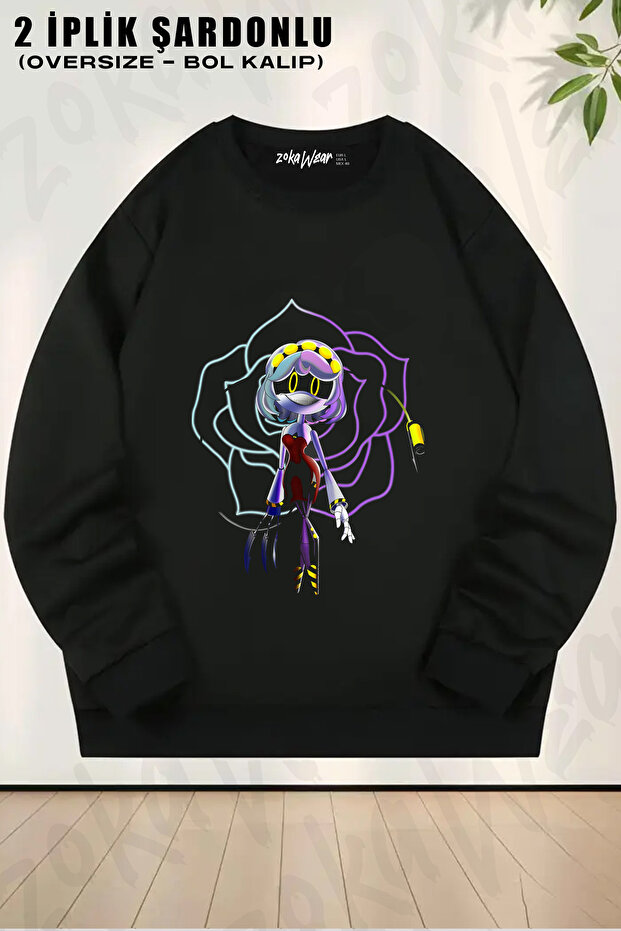 Murder Drones Karakter Printed Crew Neck Sweatshirt