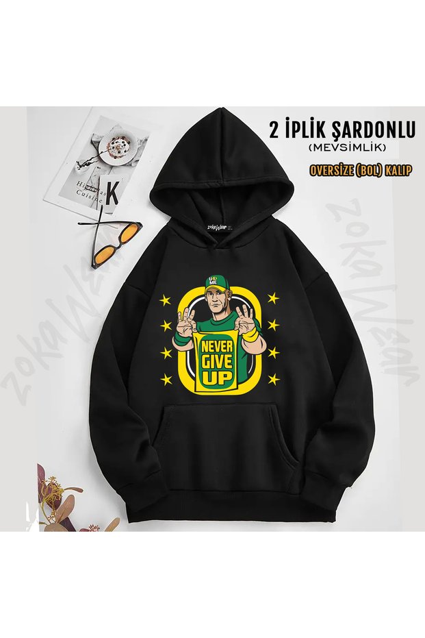 John Cena Never Give up American Flag Printed Hooded Sweatshirt