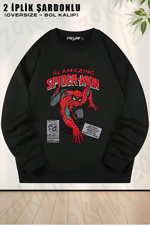 Spider-Man Newspaper Print Crew Neck Sweatshirt