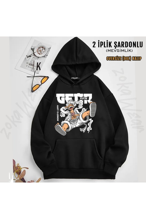 Fifty Gear Monkey D Luffy Printed Hooded Sweatshirt