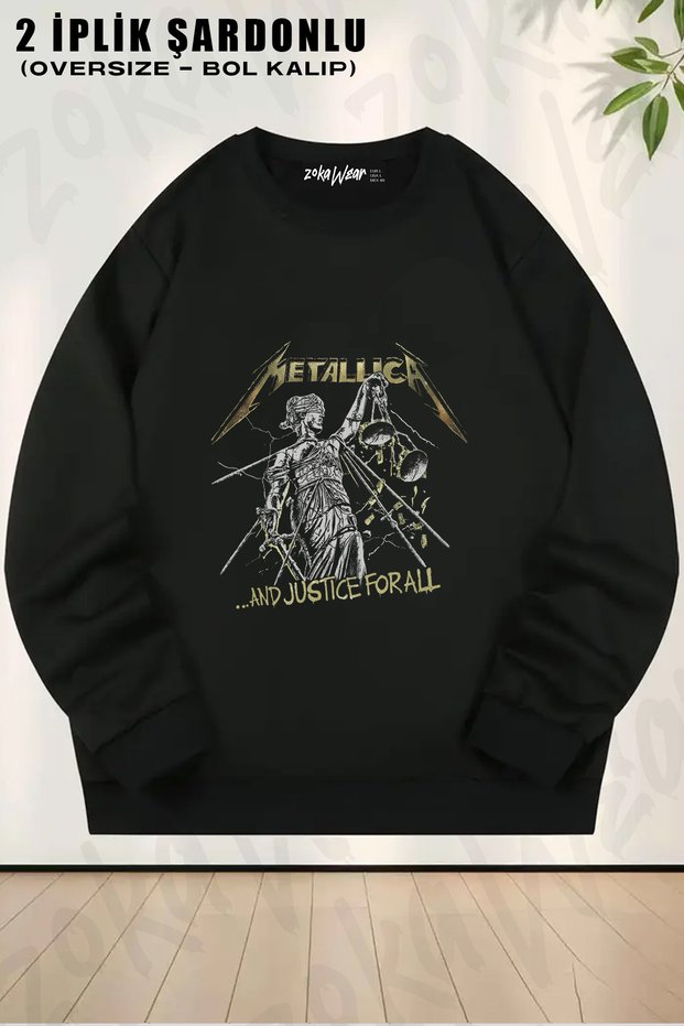 Heavy Metal Music Metallica and Justice for All Vintage Printed Crew Neck Sweatshirt