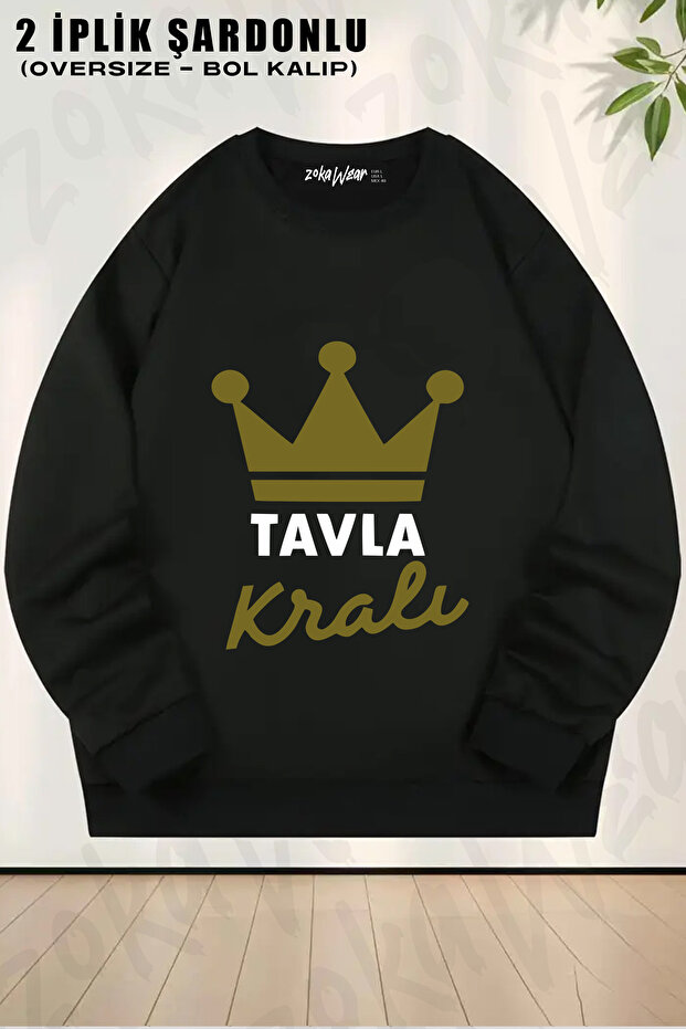 Backgammon King Tavla Krali Printed Crew Neck Sweatshirt