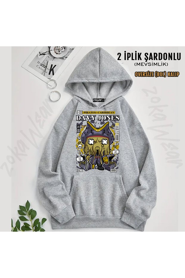 Davy Jones Pirates of the Caribbean Printed Hooded Sweatshirt