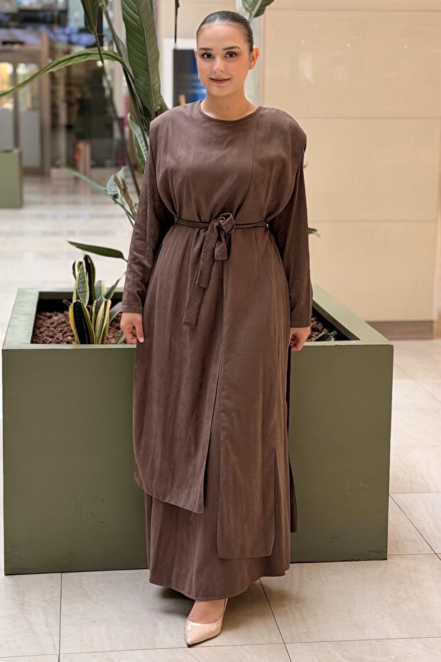 Venus Suede Dress with Front and Back Panels