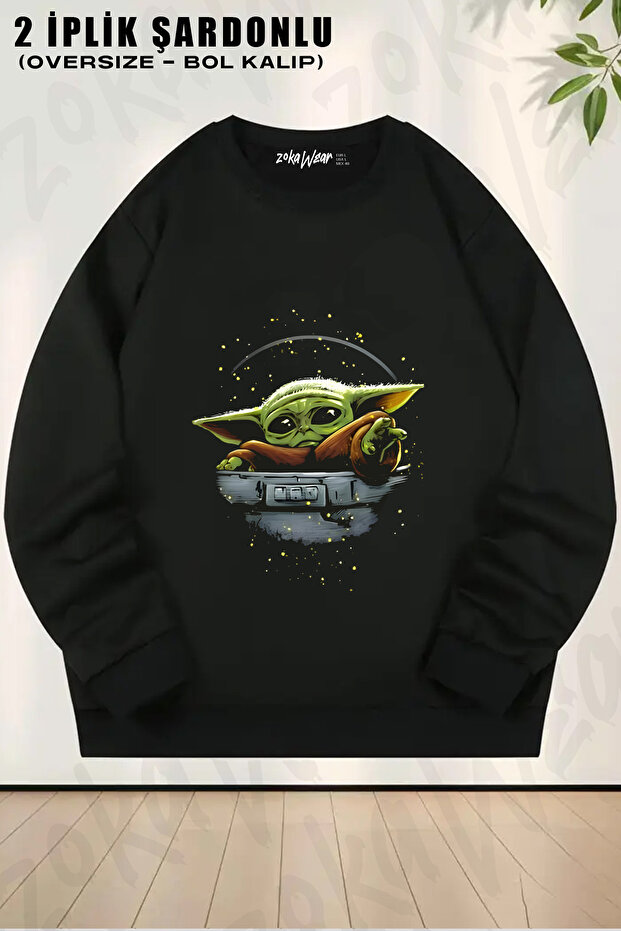 Baby on Board Yoda Star Wars Green Baby Mandalorian Printed Crew Neck Sweatshirt