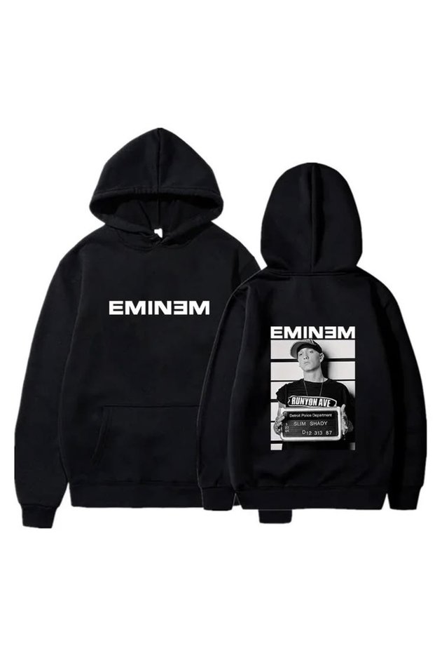 Eminem Printed Cotton 3 Thread Threaded Oversize Sweatshirt