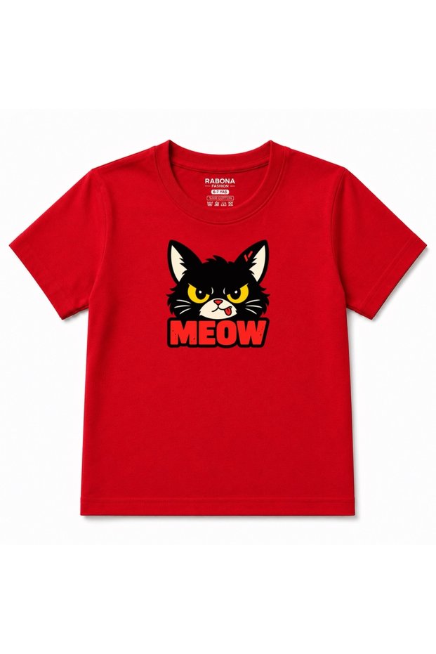 Grumpy Meow Angry Cat Graphic Kids T-Shirt